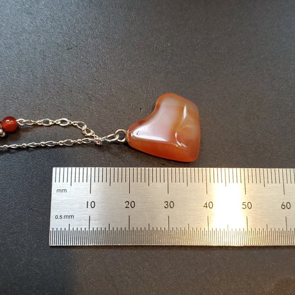 18 Inch Sterling Silver Apricot Agate Stone Necklace - Picture 5 of 6
